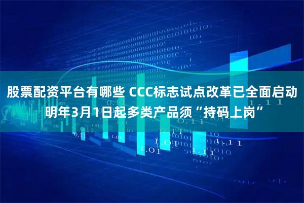 股票配资平台有哪些 CCC标志试点改革已全面启动 明年3月1日起多类产品须“持码上岗”