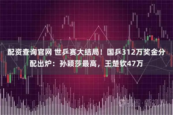 配资查询官网 世乒赛大结局！国乒312万奖金分配出炉：孙颖莎最高，王楚钦47万